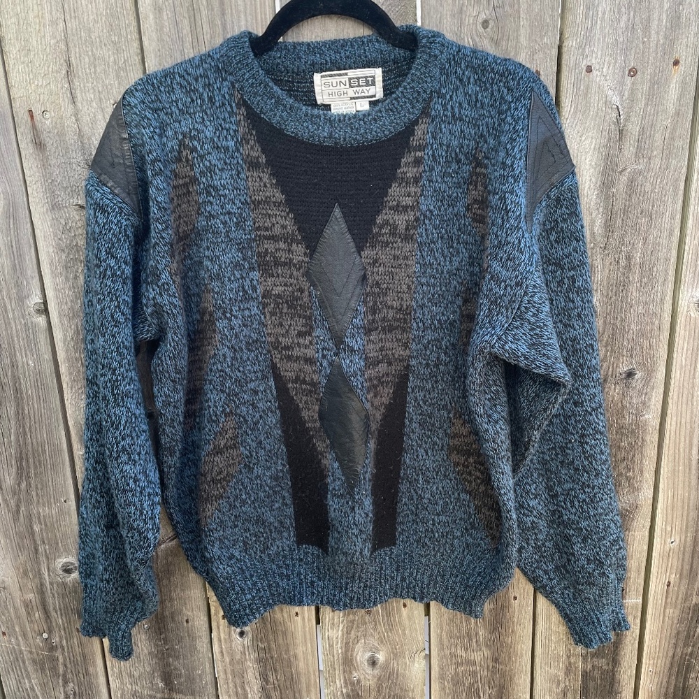 Vintage Sweater with Leather Details